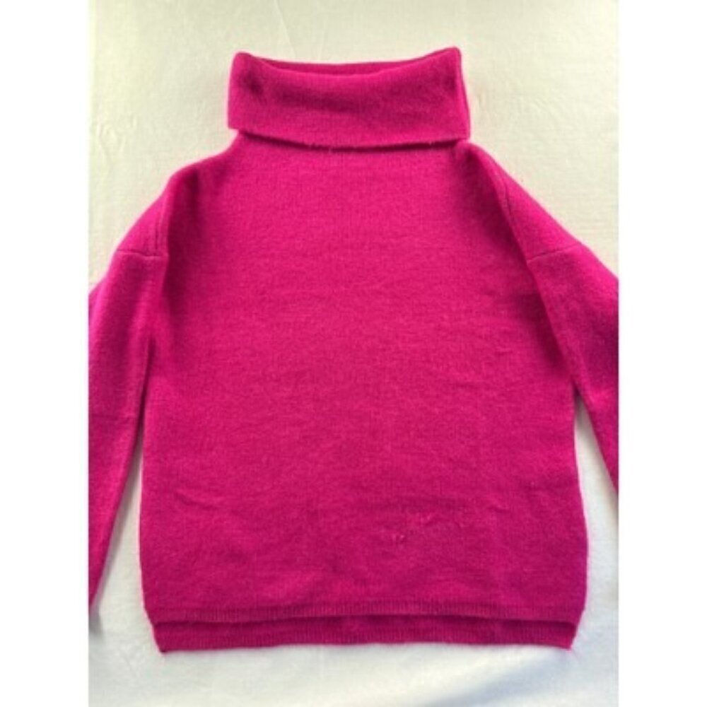Lumière Womens Fuchsia Turtleneck Sweater L Acrylic Blend